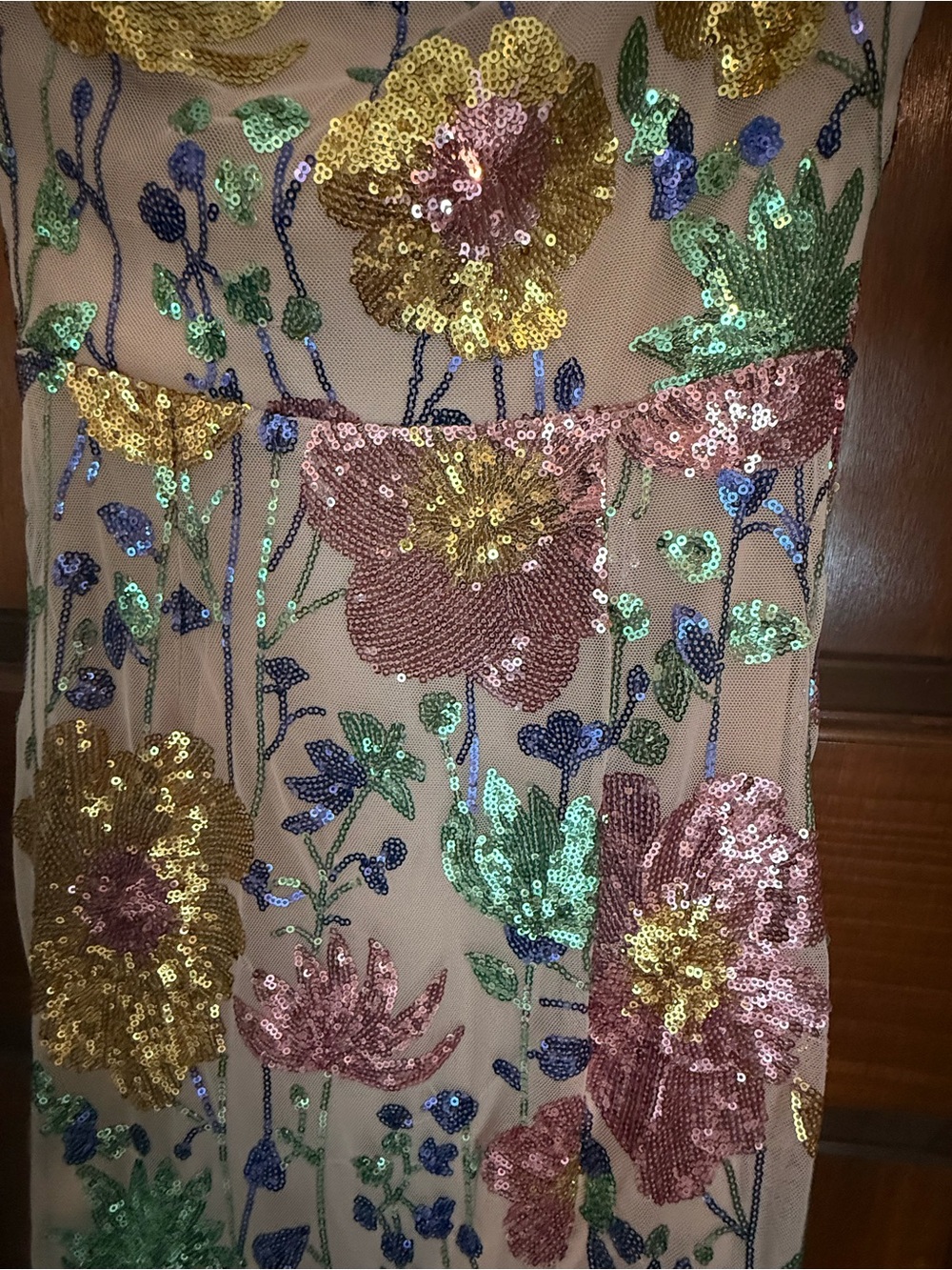 Embellished Floral Sequin Maxi Dress - Picture 3 of 12